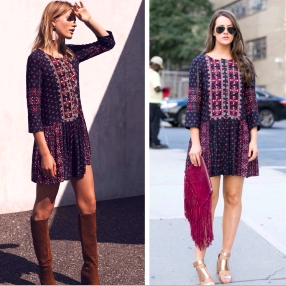 ANTHROPOLOGIE | VANESSA VIRGINIA KALEIDOSCOPE EMBROIDERED MINI DRESS SMALL